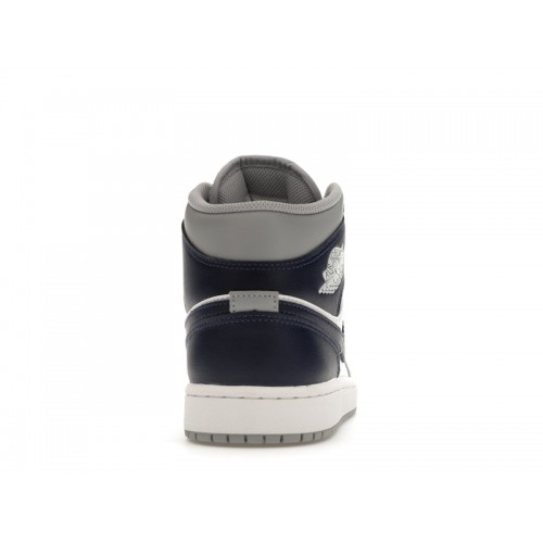 Кроссы Jordan 1 Mid Wolf Grey Midnight Navy - мужская сетка размеров