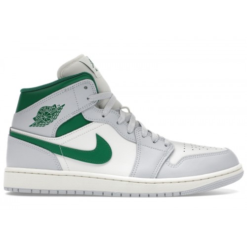 Air Jordan 1 Mid Summit White Lucky Green - мужская сетка размеров