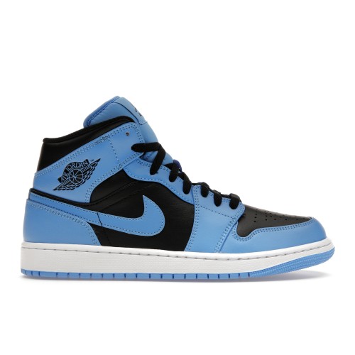 Кроссы Jordan 1 Mid University Blue Black - мужская сетка размеров