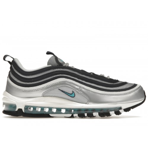 Кроссы Nike Air Max 97 Metallic Silver Chlorine Blue (W) - женская сетка размеров