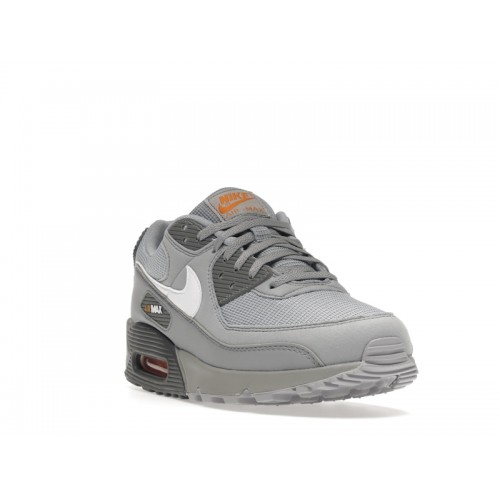 Кроссы Nike Air Max 90 Wolf Grey Kumquat Cool Grey White - мужская сетка размеров