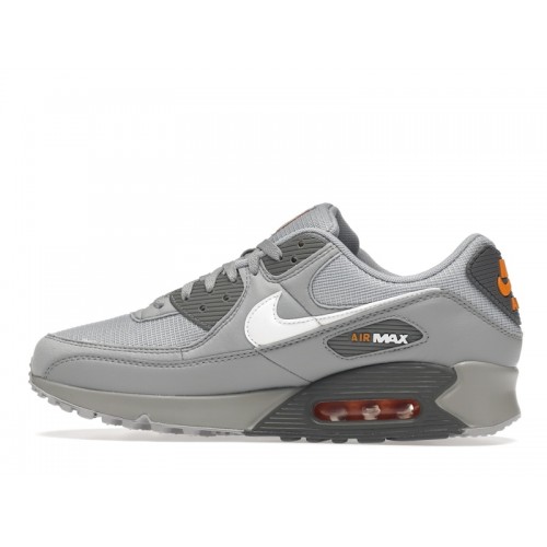 Кроссы Nike Air Max 90 Wolf Grey Kumquat Cool Grey White - мужская сетка размеров