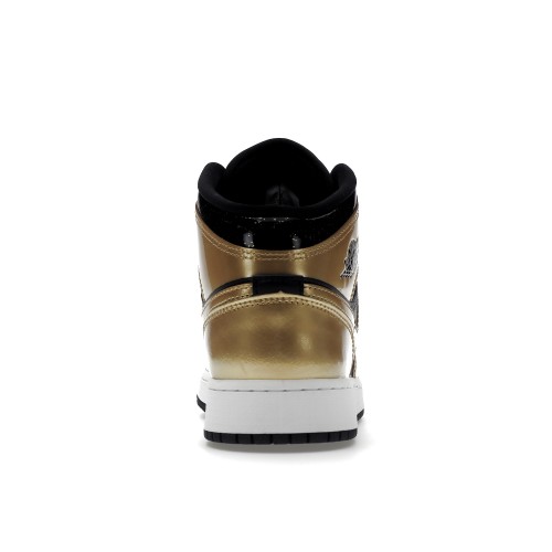 Кроссы Jordan 1 Mid SE Metallic Gold Black (GS) - подростковая сетка размеров