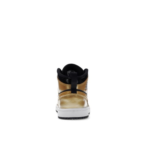 Кроссы Jordan 1 Mid SE Metallic Gold Black (PS) - подростковая сетка размеров
