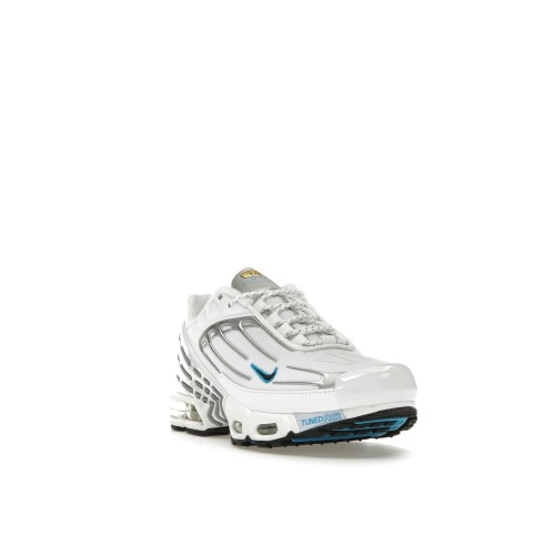 Кроссы Nike Air Max Plus 3 White Metallic Silver Laser Blue (GS) - подростковая сетка размеров