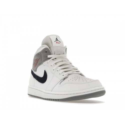 Кроссы Jordan 1 Mid Paris White - мужская сетка размеров