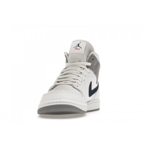 Кроссы Jordan 1 Mid Paris White - мужская сетка размеров