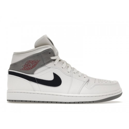 Кроссы Jordan 1 Mid Paris White - мужская сетка размеров