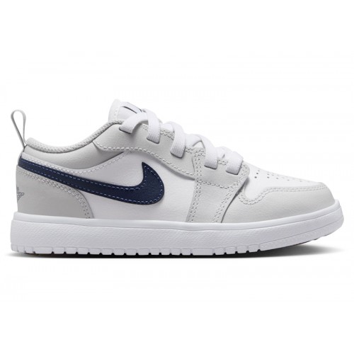 Кроссы Jordan 1 Low ALT White Neutral Grey Gum Medium Brown Midnight Navy (PS) - детская сетка размеров