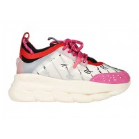 Женские кроссовки Versace Chain Reaction White Fuschia (W)