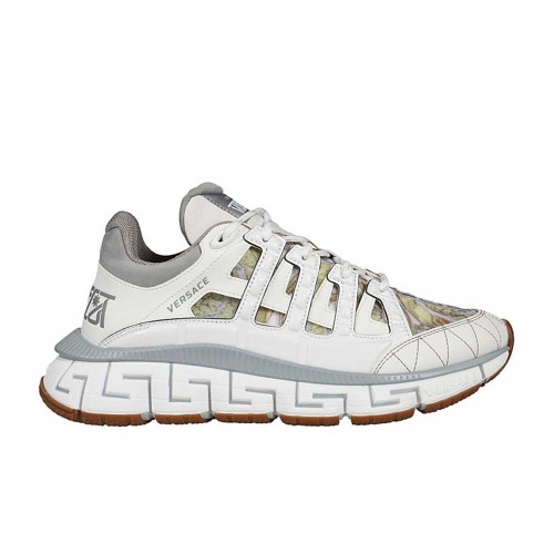Кроссы Versace Trigreca White Grey Barocco Print (W) - женская сетка размеров