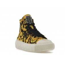 Женские кроссовки Versace Greca High Top Barocco Print Black Yellow (W)