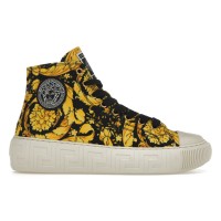 Женские кроссовки Versace Greca High Top Barocco Print Black Yellow (W)