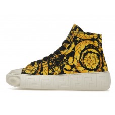 Женские кроссовки Versace Greca High Top Barocco Print Black Yellow (W)