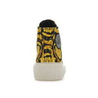 Женские кроссовки Versace Greca High Top Barocco Print Black Yellow (W)