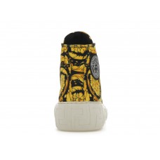 Женские кроссовки Versace Greca High Top Barocco Print Black Yellow (W)