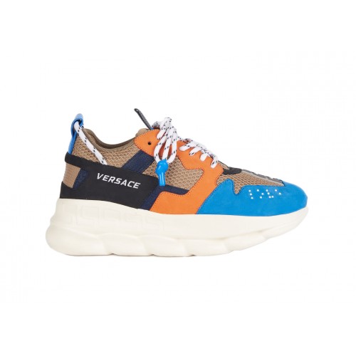 Кроссы Versace Chain Reaction 2 Brown Orange Blue - мужская сетка размеров
