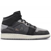 Подростковые кроссовки Jordan 1 Mid Craft Inside Out Black (GS)