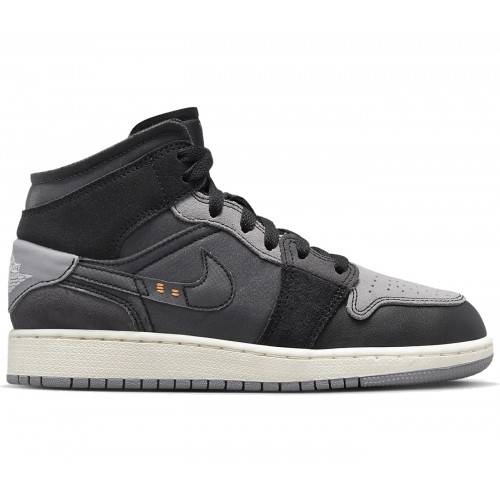Кроссы Jordan 1 Mid Craft Inside Out Black (GS) - подростковая сетка размеров