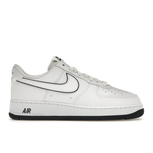Кроссы Nike Air Force 1 07 Low White Black Outline Swoosh - мужская сетка размеров
