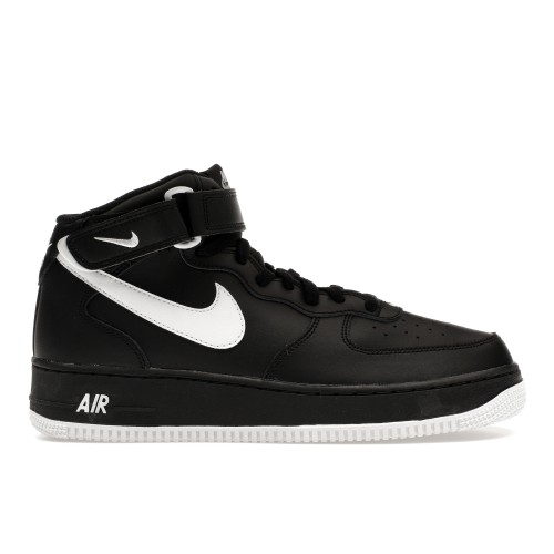 Кроссы Nike Air Force 1 Mid 07 Black White Sole - мужская сетка размеров