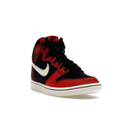 Кроссы Nike Dunk High SE Tartan Plaid Black University Red - мужская сетка размеров