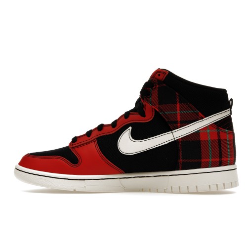 Кроссы Nike Dunk High SE Tartan Plaid Black University Red - мужская сетка размеров