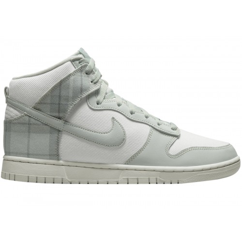 Кроссы Nike Dunk High SE Tartan Plaid White Light Green - мужская сетка размеров