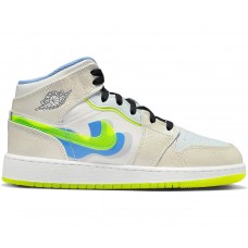 Подростковые кроссовки Jordan 1 Mid SE Warped Swoosh (GS)