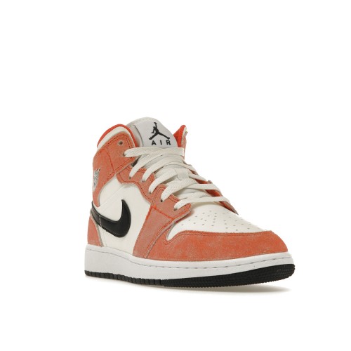 Кроссы Jordan 1 Mid SE Orange Suede (GS) - подростковая сетка размеров