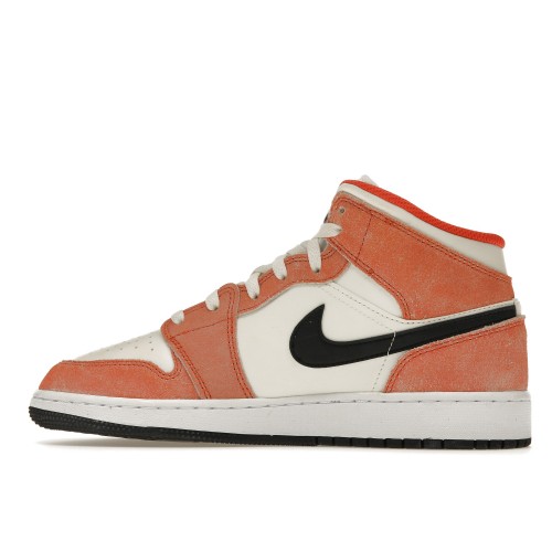 Кроссы Jordan 1 Mid SE Orange Suede (GS) - подростковая сетка размеров