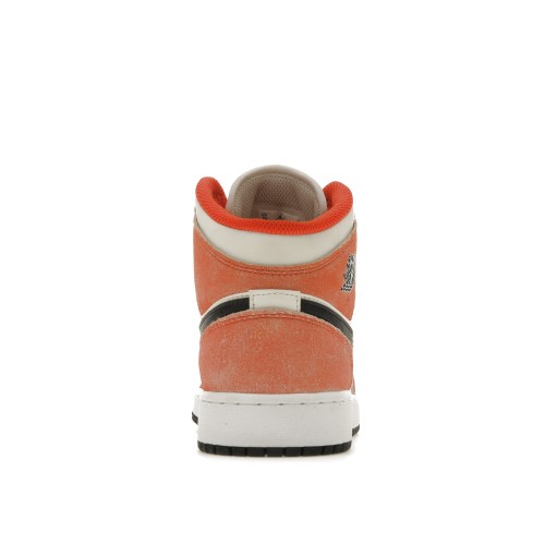 Кроссы Jordan 1 Mid SE Orange Suede (GS) - подростковая сетка размеров