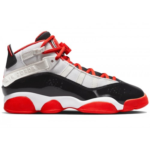 Air Jordan 6 Rings GS White Black Team Orange - подростковая сетка размеров