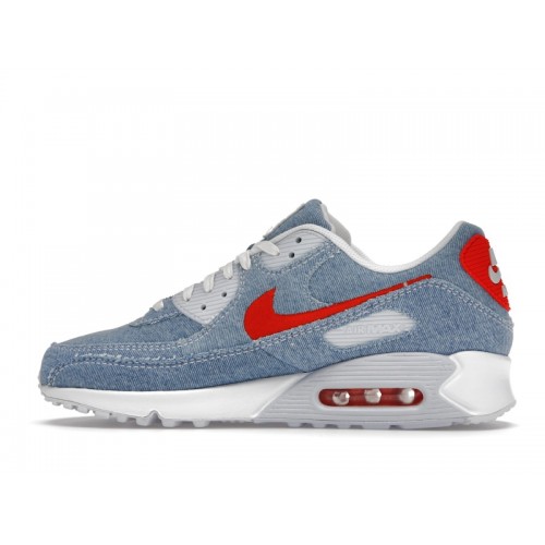 Кроссы Nike Air Max 90 Denim Light Wash - мужская сетка размеров