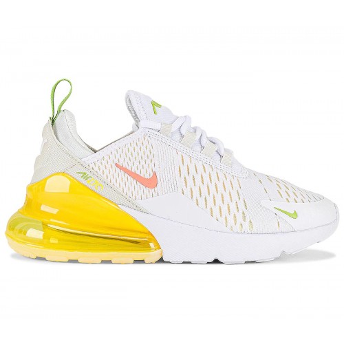 Кроссы Nike Air Max 270 White Yellow Strike (W) - женская сетка размеров