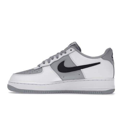 Кроссы Nike Air Force 1 Low Cut-Out White Grey Black Swoosh - мужская сетка размеров