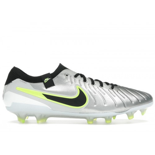 Nike Tiempo Legend 10 Elite FG Metallic Silver Volt Black - мужская сетка размеров