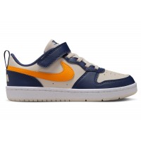 Детские кроссовки Nike Court Borough Low Recraft Light Orewood Brown Midnight Navy White Orange Peel (PS)