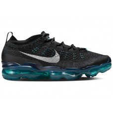 Женские Nike Air VaporMax 2023 Flyknit Black Rapid Teal Aquamarine Metallic Silver (W)
