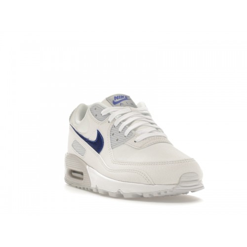 Кроссы Nike Air Max 90 White Metallic Blue (W) - женская сетка размеров