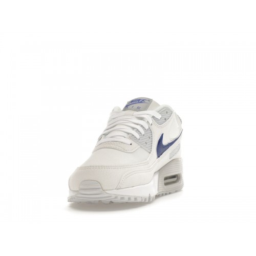 Кроссы Nike Air Max 90 White Metallic Blue (W) - женская сетка размеров