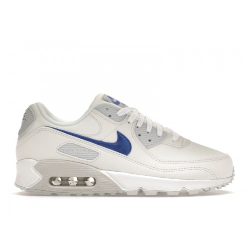 Кроссы Nike Air Max 90 White Metallic Blue (W) - женская сетка размеров