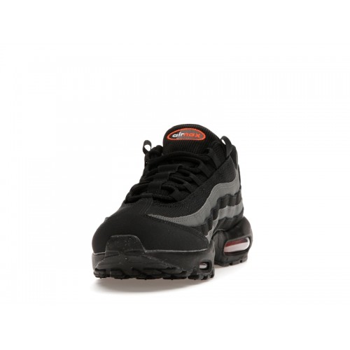 Кроссы Nike Air Max 95 Black Grey Safety Orange - мужская сетка размеров