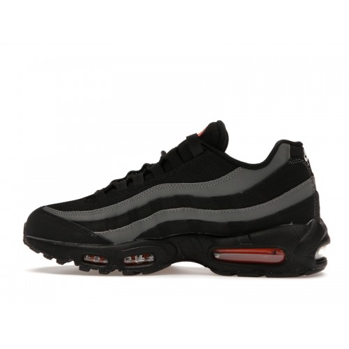 Кроссы Nike Air Max 95 Black Grey Safety Orange - мужская сетка размеров