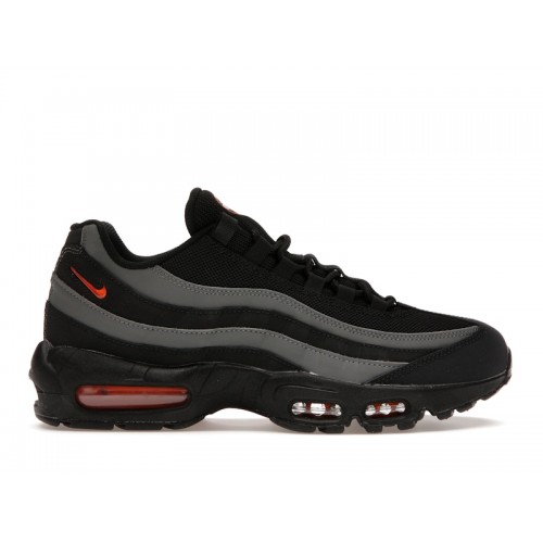 Кроссы Nike Air Max 95 Black Grey Safety Orange - мужская сетка размеров