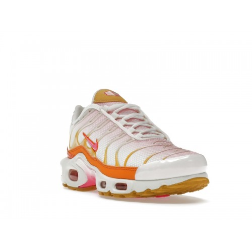 Кроссы Nike Air Max Plus White Orange Pink (W) - женская сетка размеров