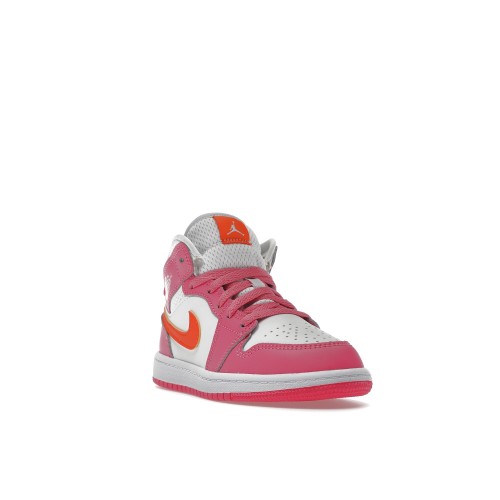 Кроссы Jordan 1 Mid Pinksicle Safety Orange (PS) - подростковая сетка размеров