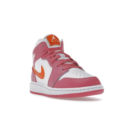 Кроссы Jordan 1 Mid Pinksicle Safety Orange (GS) - подростковая сетка размеров