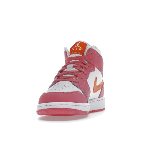Кроссы Jordan 1 Mid Pinksicle Safety Orange (GS) - подростковая сетка размеров