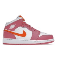 Подростковые кроссовки Jordan 1 Mid Pinksicle Safety Orange (GS)